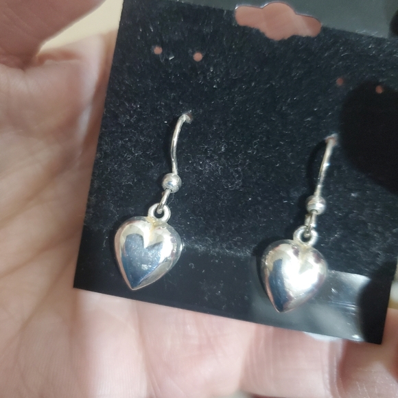 Sterling Silver Dangle Heart Earrings GUC - Picture 1 of 3